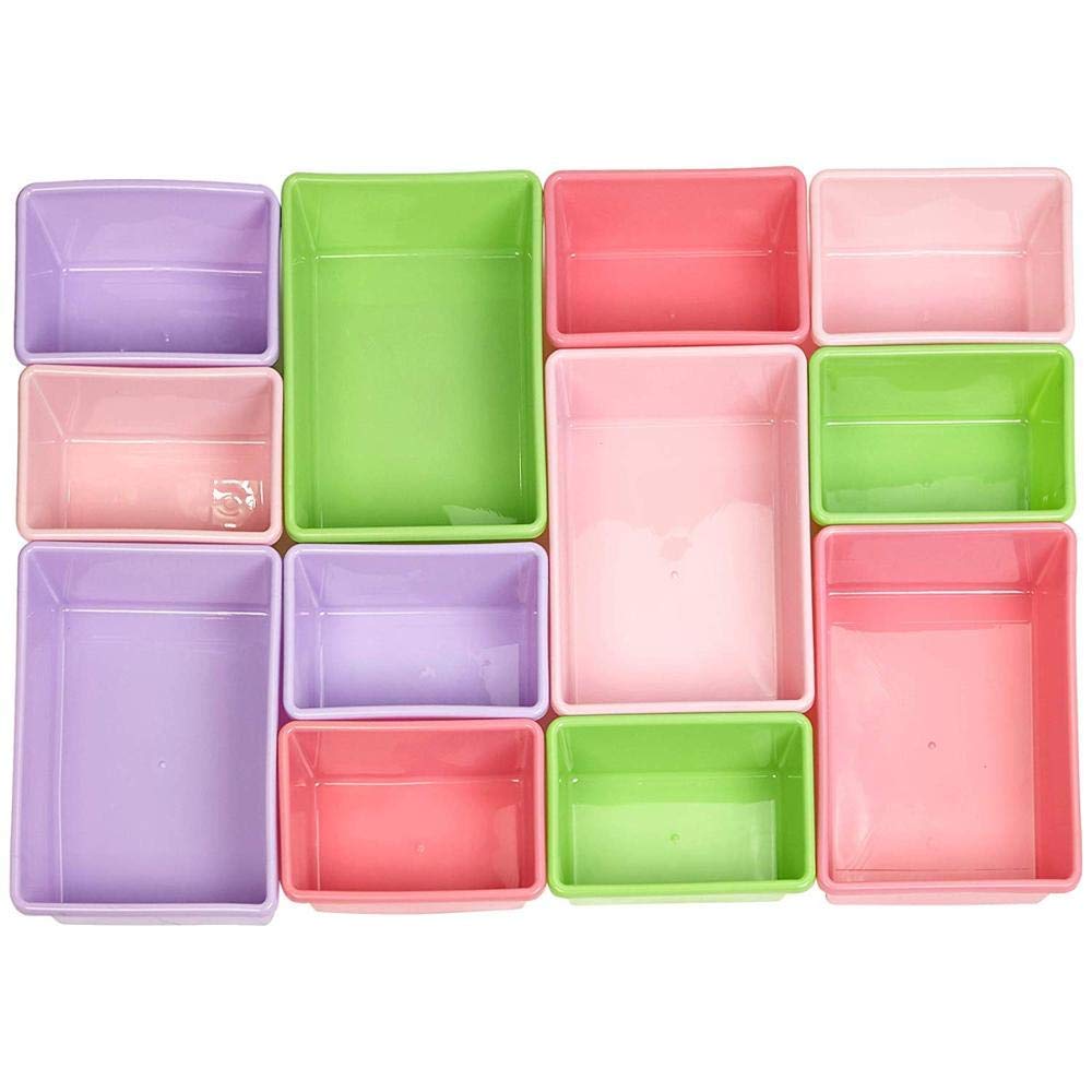 Homesmiths White Toy Storage Organizer for Kids, Set of 12 Pastel Bins Perfect for Home, Play Schools and Kindergarden