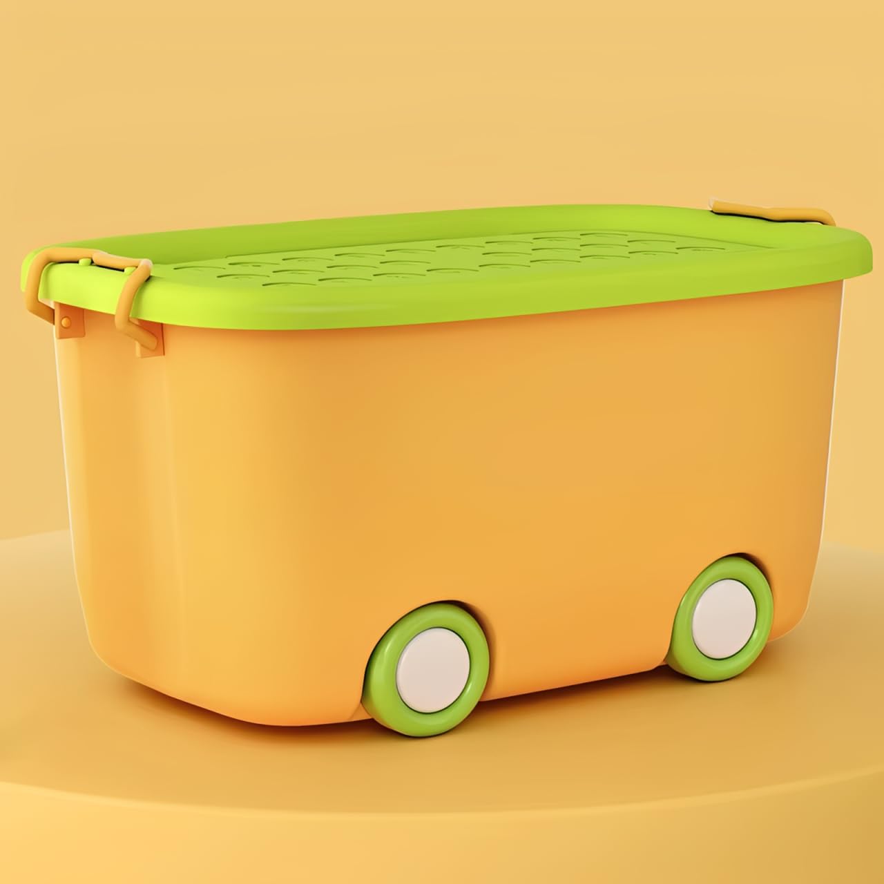 JD FRESH 25 Litre Rolling Toy Storage Box/Colorful Car-Shaped Kids Toy Storage Organizer/Large Size Plastic Storage Box with Wheels & Handle/Stackable Storage Container Box (Pack of 3, Multicolor)