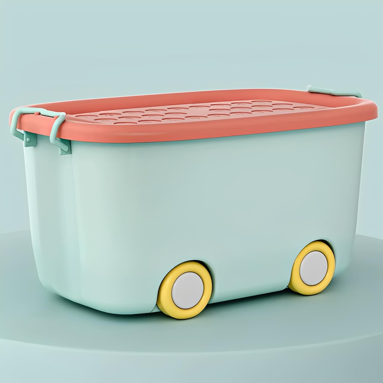 JD FRESH 25 Litre Rolling Toy Storage Box/Colorful Car-Shaped Kids Toy Storage Organizer/Large Size Plastic Storage Box with Wheels & Handle/Stackable Storage Container Box (Pack of 3, Multicolor)