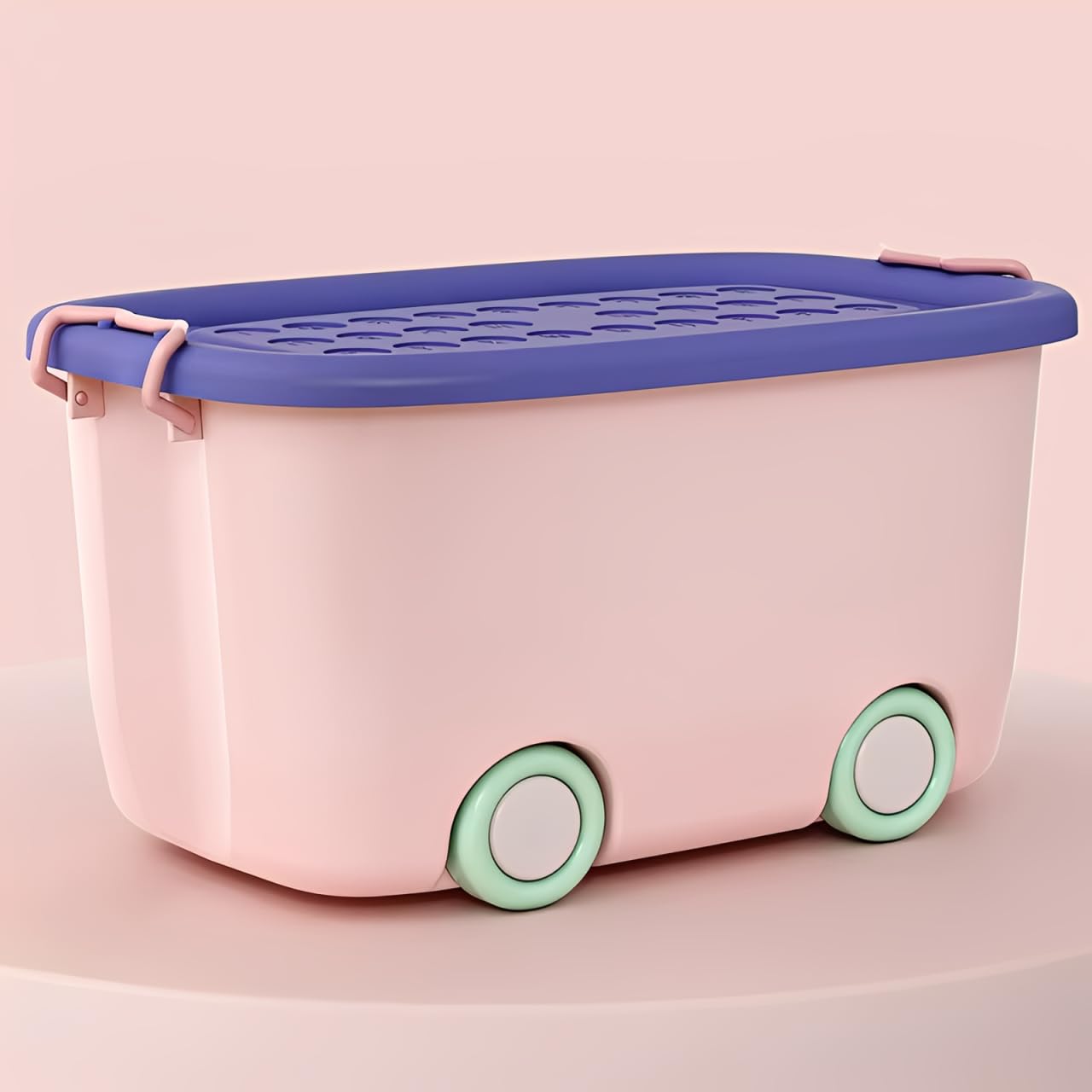 JD FRESH 25 Litre Rolling Toy Storage Box/Colorful Car-Shaped Kids Toy Storage Organizer/Large Size Plastic Storage Box with Wheels & Handle/Stackable Storage Container Box (Pack of 3, Multicolor)