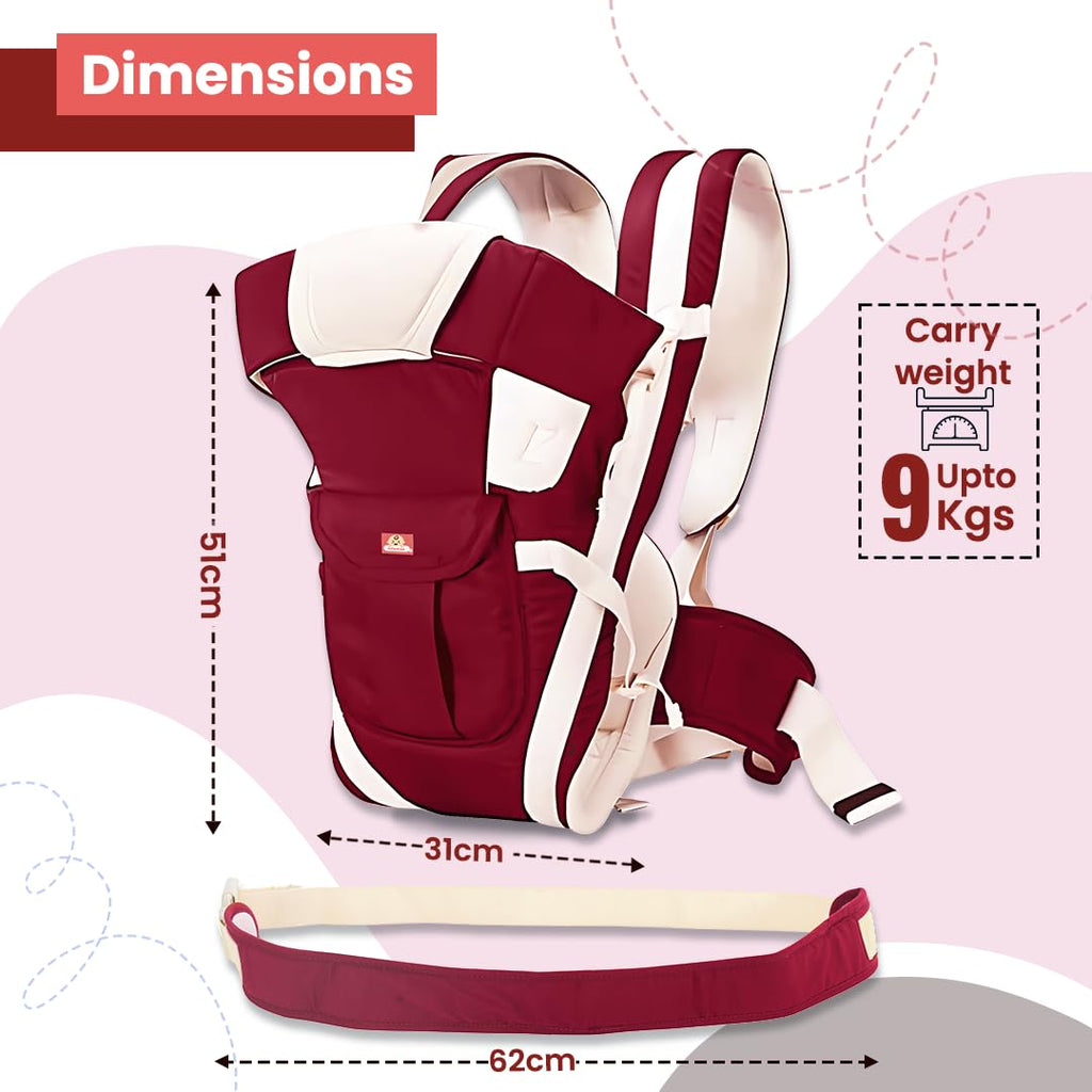 Infantso Premium Hip Seat Baby Carrier with 6 Adjustable Carry Positions, Carrier for 0 to 3 years Baby with Hip Seat, Kangaroo Style Bag, Baby carrying Bag for Newborn to Toddler, Weight upto 15kgs (Blue&Grey)