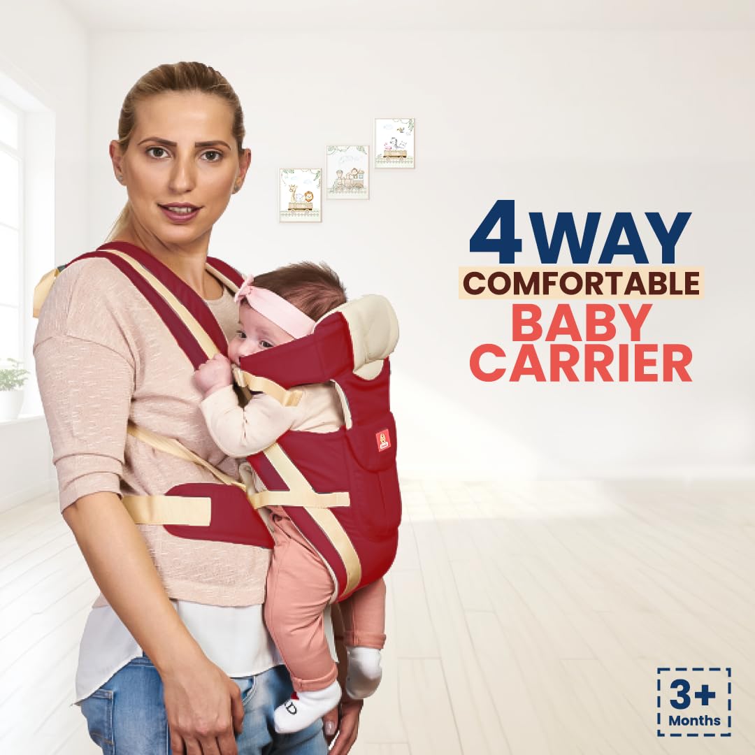 Infantso Premium Hip Seat Baby Carrier with 6 Adjustable Carry Positions, Carrier for 0 to 3 years Baby with Hip Seat, Kangaroo Style Bag, Baby carrying Bag for Newborn to Toddler, Weight upto 15kgs (Blue&Grey)