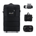 JD FRESH 3 Layer Expandable Duffle Bags/78 cm Nylon Convertible Travel Luggage with Wheels/Waterproof Traveling Bag for Clothes/Foldable and Extendable Duffle Luggages for Men and Women - Black