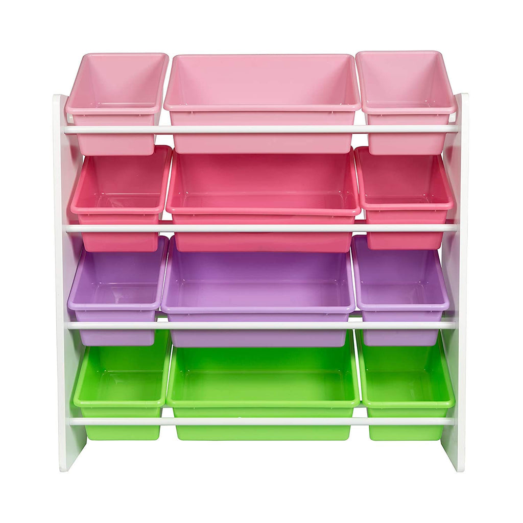 Homesmiths White Toy Storage Organizer for Kids, Set of 12 Pastel Bins Perfect for Home, Play Schools and Kindergarden