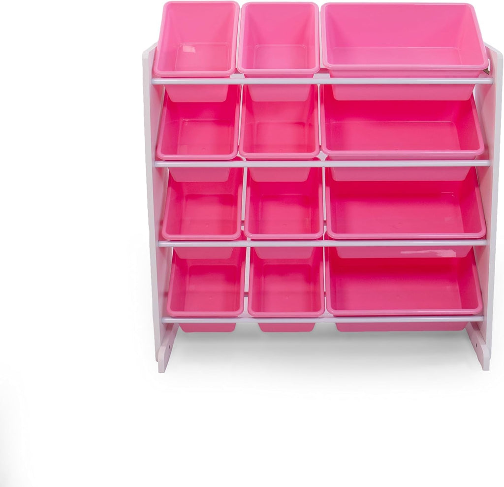 Homesmiths White Toy Storage Organizer for Kids, Set of 12 Pastel Bins Perfect for Home, Play Schools and Kindergarden