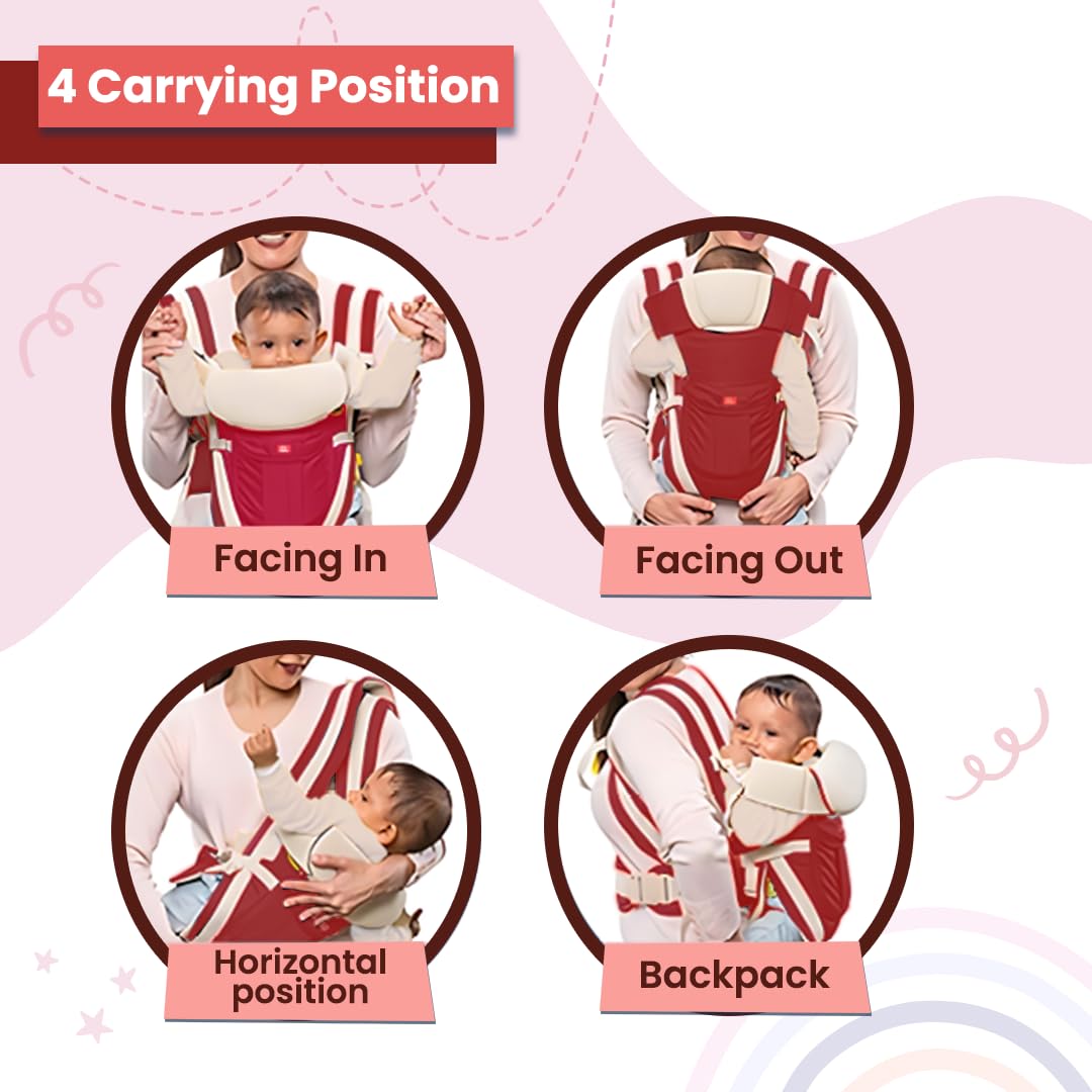 Infantso Premium Hip Seat Baby Carrier with 6 Adjustable Carry Positions, Carrier for 0 to 3 years Baby with Hip Seat, Kangaroo Style Bag, Baby carrying Bag for Newborn to Toddler, Weight upto 15kgs (Blue&Grey)