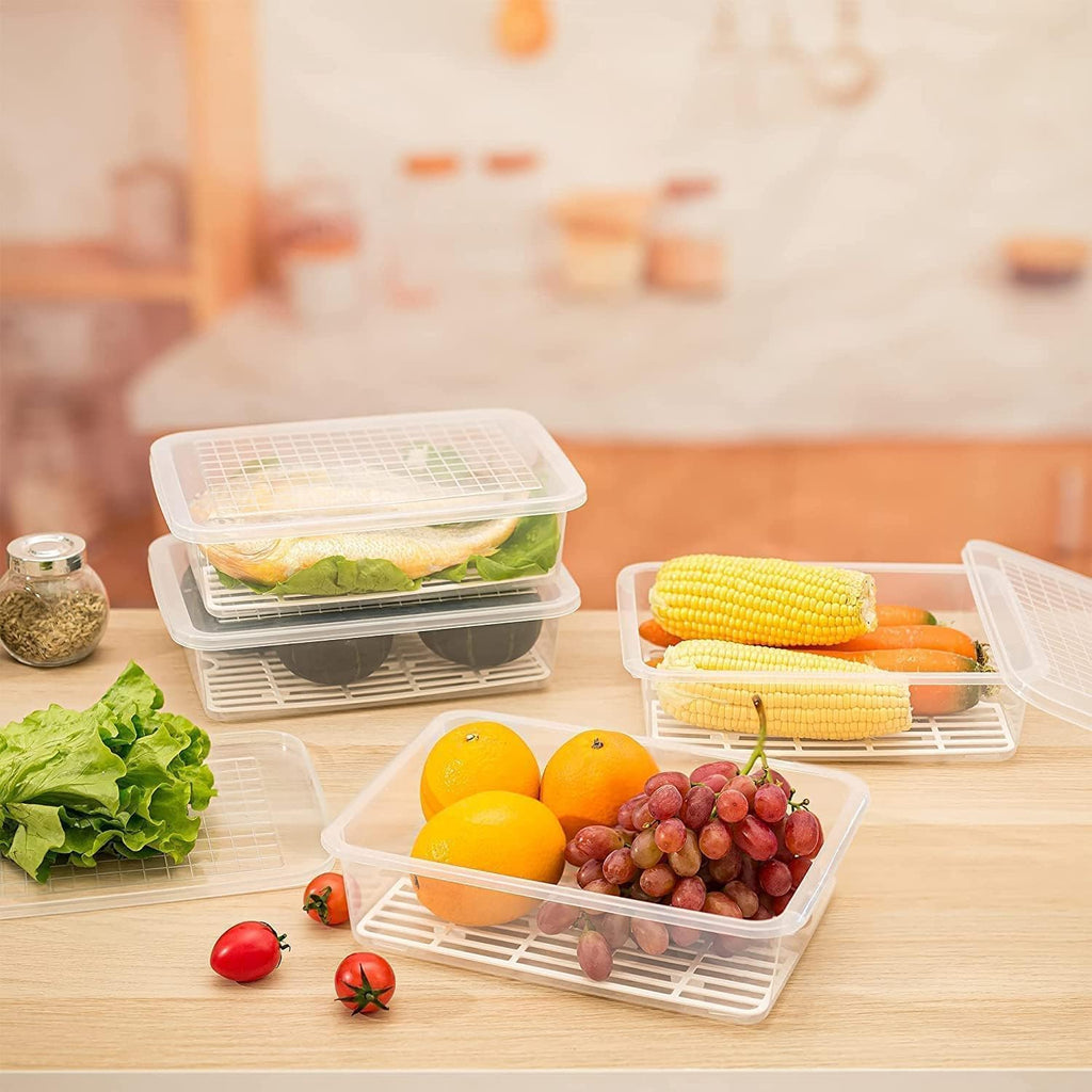 SATVIKAYA Air Tight Plastic Storage Containers Set for Kitchen | Pantry Organizers Kitchen Accessories Items,Fridge Storage Boxes | Leak-Proof, Durable, and Space-Saving (4, 2500ml) (1200 ML, 6)