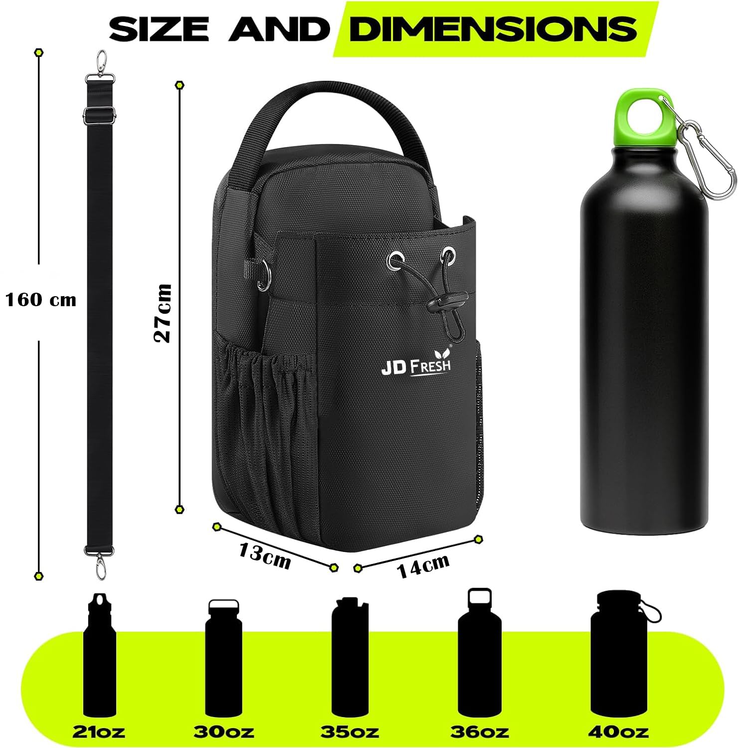 JD FRESH Magnetic Gym Bag/Unisex Crossbody Sports Bag with Water Bottle Holder/Adjustable Strap with Secure Zip Closure/Small Passport Shoulder Sling Bag for Travel/Cycling/Yoga (14x13x27 CM)