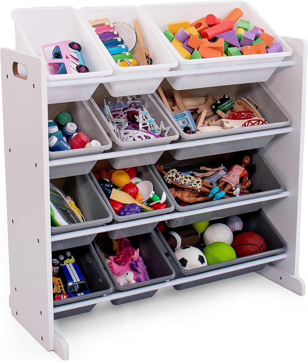 Homesmiths White Toy Storage Organizer for Kids, Set of 12 Pastel Bins Perfect for Home, Play Schools and Kindergarden