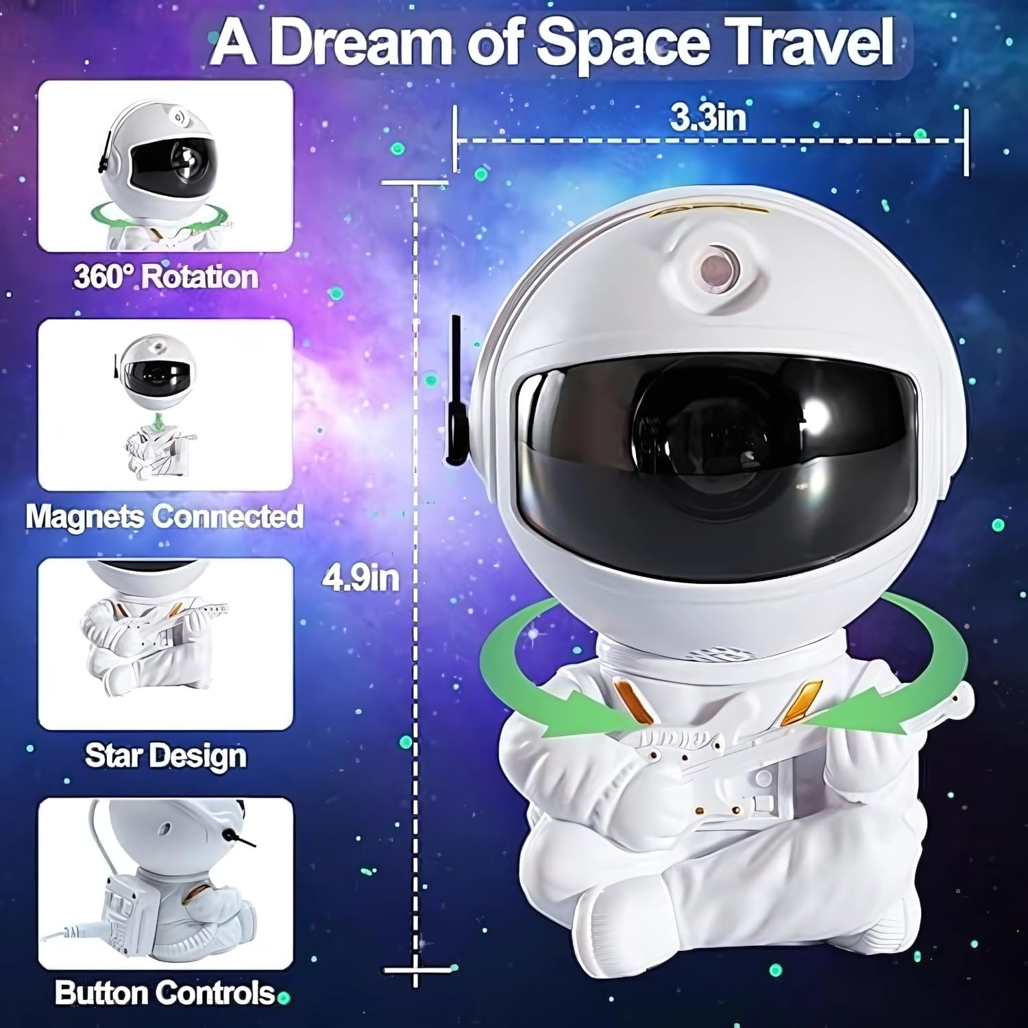 One94Store Astronaut Galaxy Projector Night Light – 360° Rotating Nebula Star Projector with Remote, Timer & Adjustable Head – LED Space Lamp for Kids’ Bedroom, Home, Gifts, Toys (Star Astronaut)