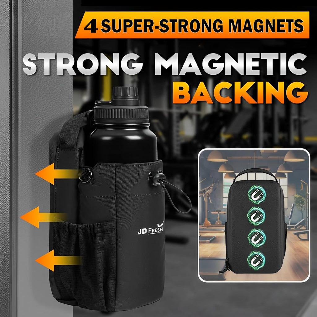 JD FRESH Magnetic Gym Bag/Unisex Crossbody Sports Bag with Water Bottle Holder/Adjustable Strap with Secure Zip Closure/Small Passport Shoulder Sling Bag for Travel/Cycling/Yoga (14x13x27 CM)