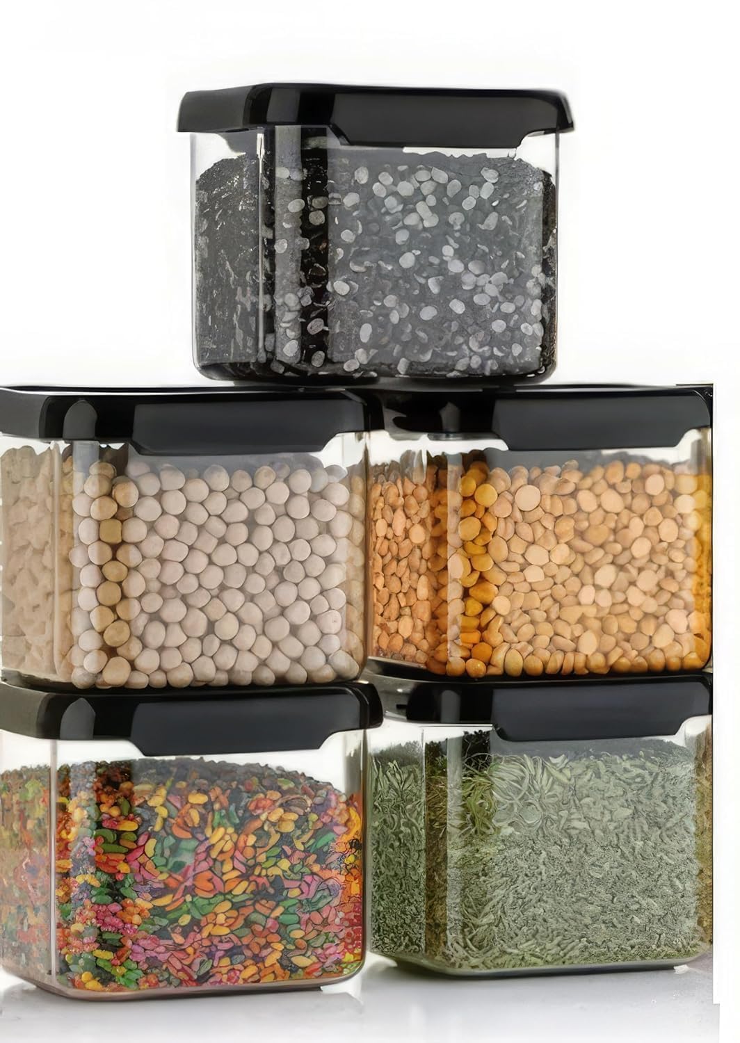 SATVIKAYA Air Tight Plastic Storage Containers Set for Kitchen | Pantry Organizers Kitchen Accessories Items,Fridge Storage Boxes | Leak-Proof, Durable, and Space-Saving (4, 2500ml) (1200 ML, 6)
