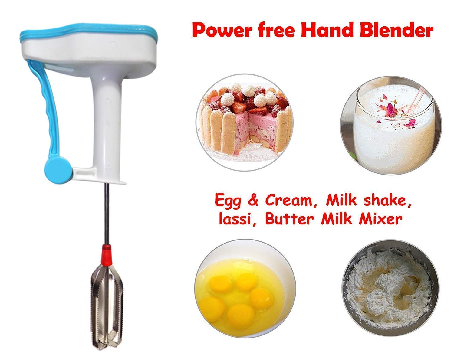 Manual Stainless Steel Egg Whisk Blender Non Electric Hand Mixer for Baking Cooking Whipping and Everyday Kitchen Preparation (Green)