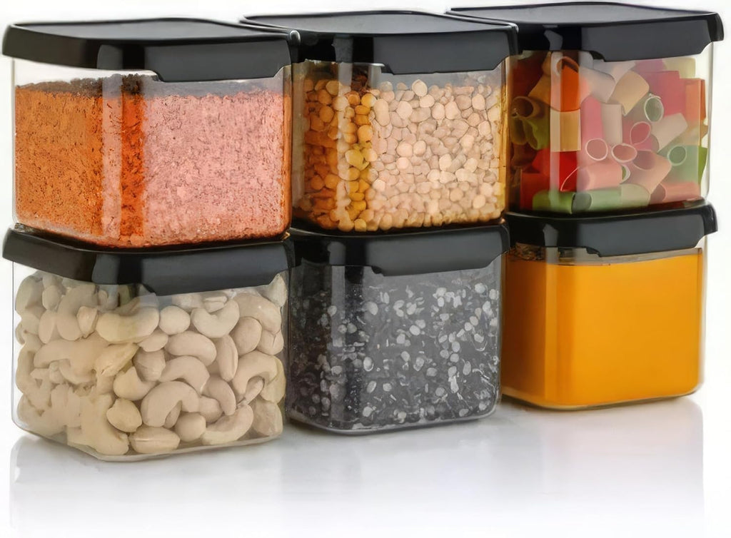 SATVIKAYA Air Tight Plastic Storage Containers Set for Kitchen | Pantry Organizers Kitchen Accessories Items,Fridge Storage Boxes | Leak-Proof, Durable, and Space-Saving (4, 2500ml) (1200 ML, 6)