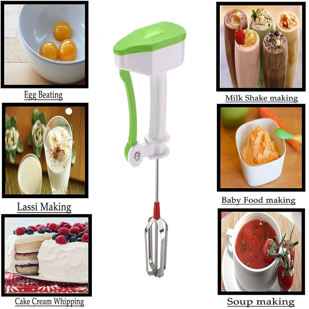Manual Stainless Steel Egg Whisk Blender Non Electric Hand Mixer for Baking Cooking Whipping and Everyday Kitchen Preparation (Green)