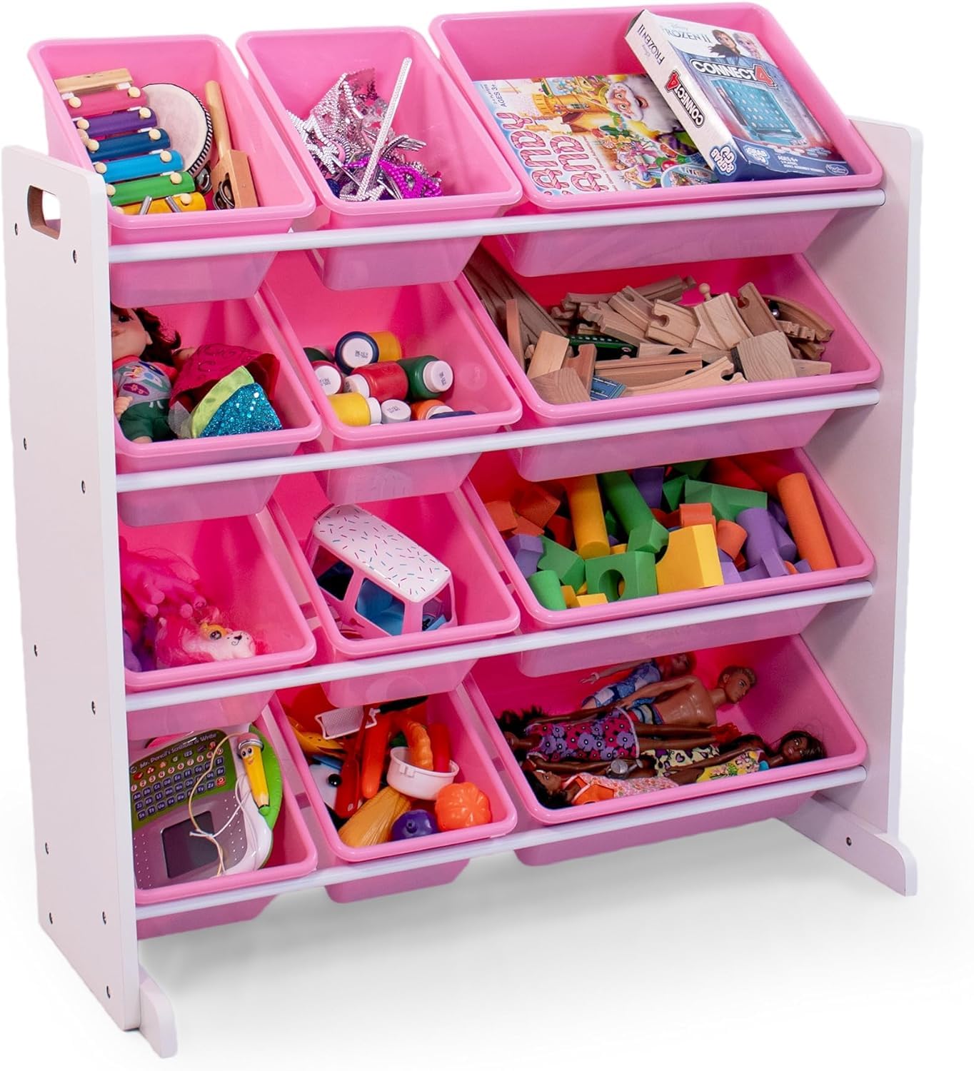 Homesmiths White Toy Storage Organizer for Kids, Set of 12 Pastel Bins Perfect for Home, Play Schools and Kindergarden