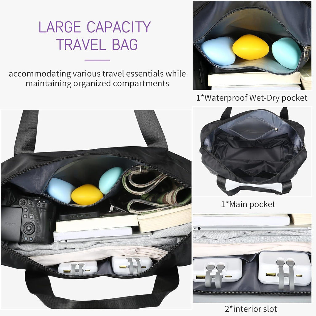 LIGHTNIING HAMMERZ Rolling Duffle Bag with Wheels, Expandable Foldable Duffle Bag with Handle for Travel, Wheeled Travel Luggage Bag Carry on Duffel Bag, Black