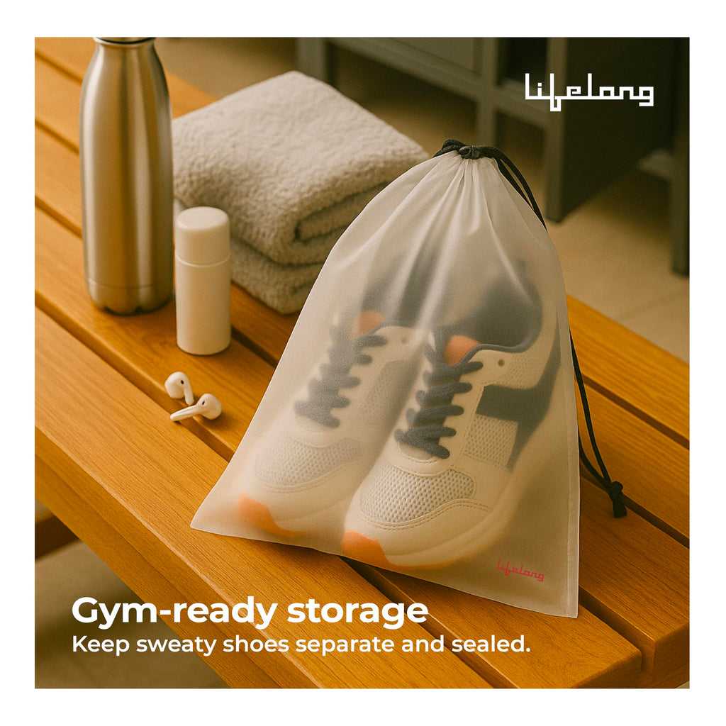 Lifelong Shoe Bags for Travel, Drawstring Travel Shoe Bags for Packing, Dustproof Portable Travel Shoe Storage Bag for Men and Women, Clear, Large, 10 Pack