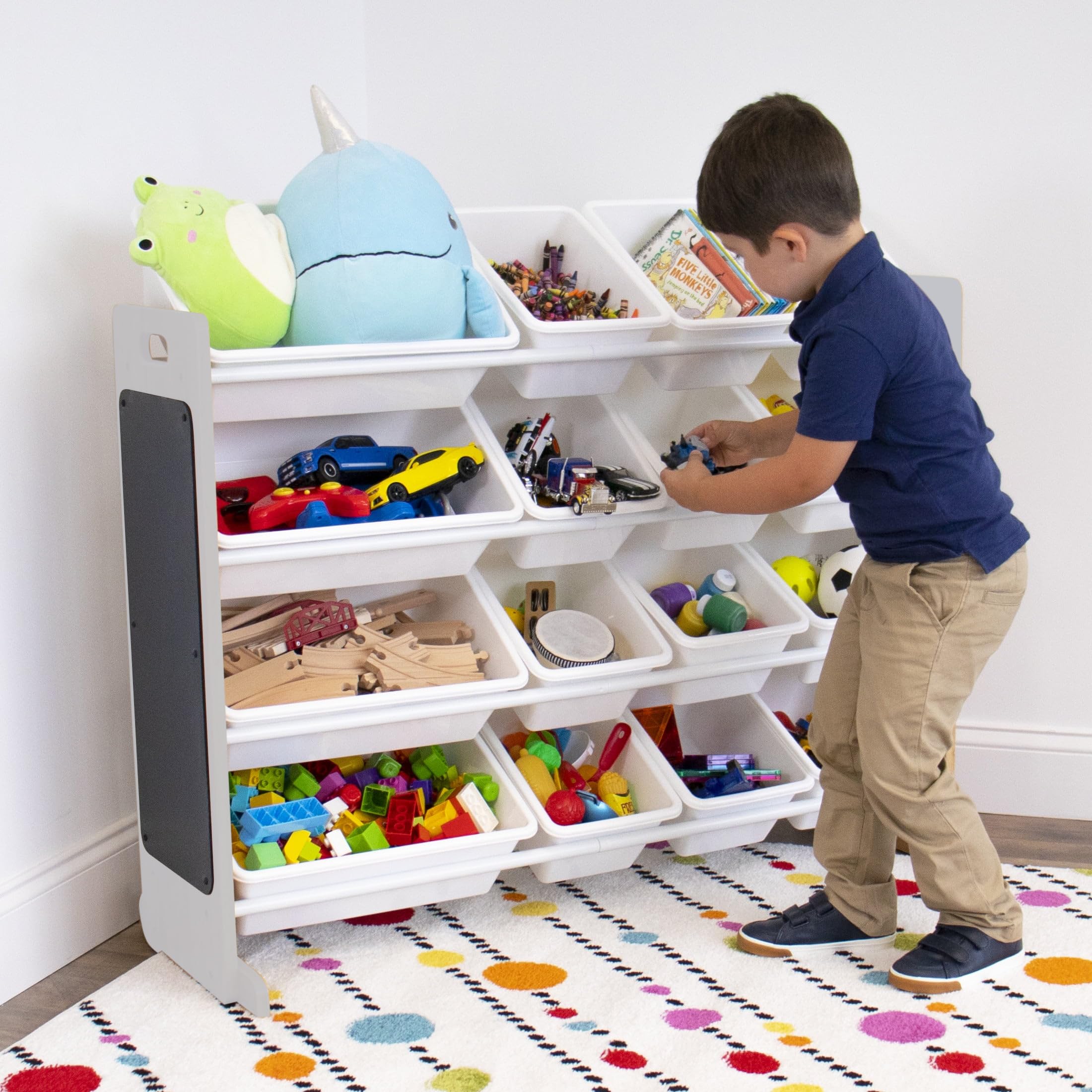 Homesmiths White Toy Storage Organizer for Kids, Set of 12 Pastel Bins Perfect for Home, Play Schools and Kindergarden