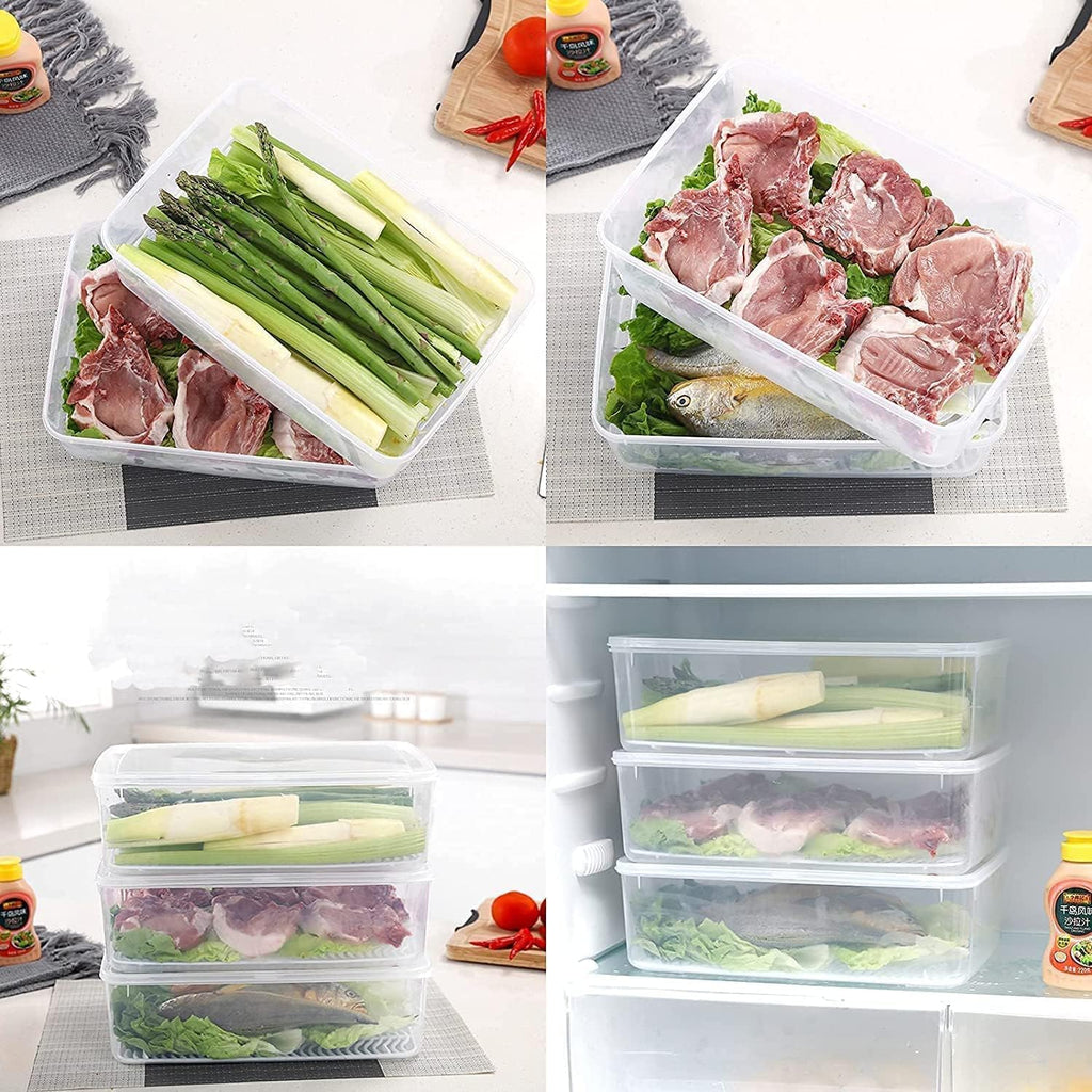 SATVIKAYA Air Tight Plastic Storage Containers Set for Kitchen | Pantry Organizers Kitchen Accessories Items,Fridge Storage Boxes | Leak-Proof, Durable, and Space-Saving (4, 2500ml) (1200 ML, 6)